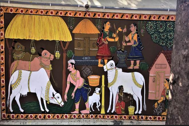 Telangana, Telangana folk art, folk art story telling, Cheriyal scroll painting, Cheriyal scroll painting photos, Chitrakara community