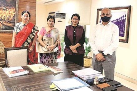 The authors with police chief S N Shrivastava