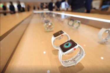 CEO Tim Cook didn't mention iPhones during Tuesday's one-hour presentation recorded at the company's massive, but now mostly empty, headquarters in Cupertino, California.