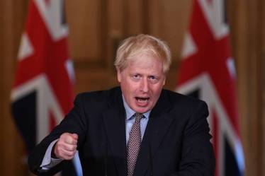 Britain's Prime Minister Boris Johnson speaks during a virtual news conference on the ongoing situation with the coronavirus disease (COVID-19), at Downing Street, London, Britain September 9, 2020. Stefan Rousseau/Pool via REUTERS