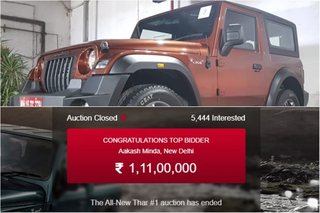 First 2020 Mahindra Thar sold for Rs 1.11 crore in auction: Launch on October 2nd