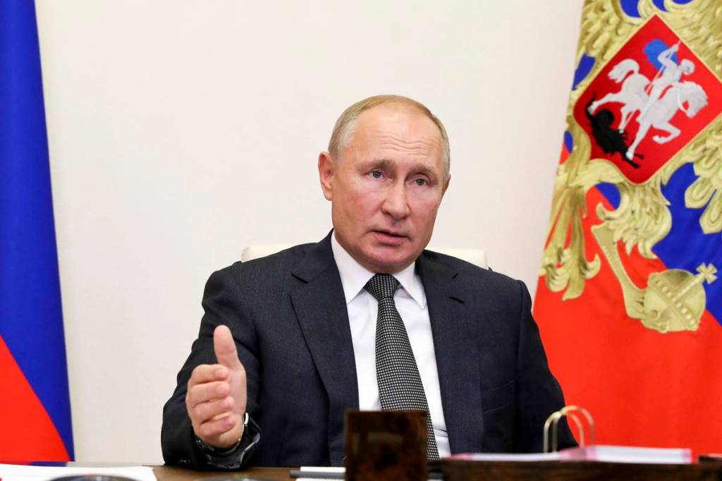 Russian President Vladimir Putin gestures during a meeting with elected heads of Russian regions via video conference at the Novo-Ogaryovo residence outside Moscow, Russia, (Courtesy: AP photo) Russian President Vladimir Putin gestures during a meeting with elected heads of Russian regions via video conference at the Novo-Ogaryovo residence outside Moscow, Russia, (Courtesy: AP photo)