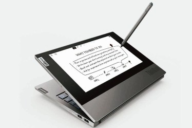 When opened, the ThinkBook Plus looks just like your regular device, with thin bezels around the display, aluminum base and lid, and well-built chassis.
