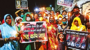 Members of Valmiki community during a protest against the death of a 19-year-old Dalit woman who was allegedly gang-raped in Hathras, in Kanpur (PTI Image)