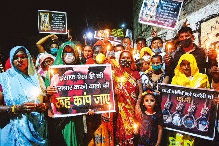 Members of Valmiki community during a protest against the death of a 19-year-old Dalit woman who was allegedly gang-raped in Hathras, in Kanpur (PTI Image) Members of Valmiki community during a protest against the death of a 19-year-old Dalit woman who was allegedly gang-raped in Hathras, in Kanpur (PTI Image)
