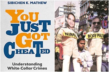 A file photo of protesters carrying effigies of Nirav Modi, Lalit Modi and Vijay Mallya in Kolkata (Express photo)