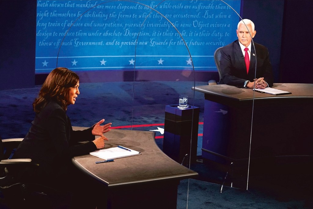 US Vice President Mike Pence and Democratic vice-presidential candidate Kamala Harris during the debate (AP photo)