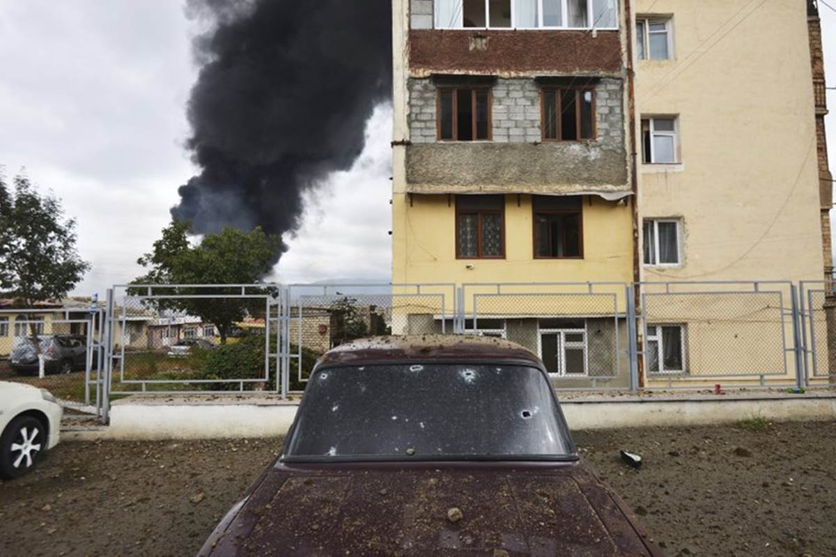 Nagorno-Karabakh officials have said nearly 200 servicemen on their side have died in the clashes so far. (Photo source: AP) Nagorno-Karabakh officials have said nearly 200 servicemen on their side have died in the clashes so far. (Photo source: AP)