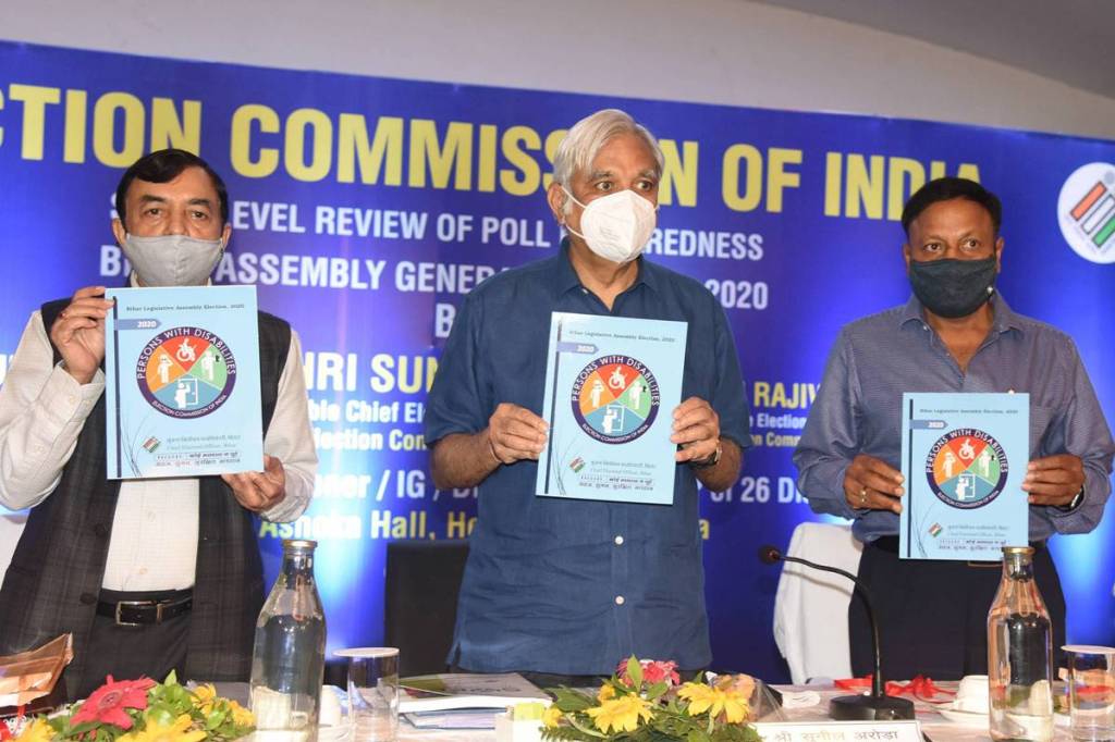 Election Commission of India (ECI) Sunil Arora releases a book during a meeting to review preparedness for the upcoming Bihar Assembly elections, in Patna. (PTI/File Photo)