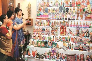 Besides displaying clay dolls and gods, on a series of steps, my daughter, Tarika, aged 13 years, uses this festival to showcase her year-long artistic projects. (Representational image: IE)