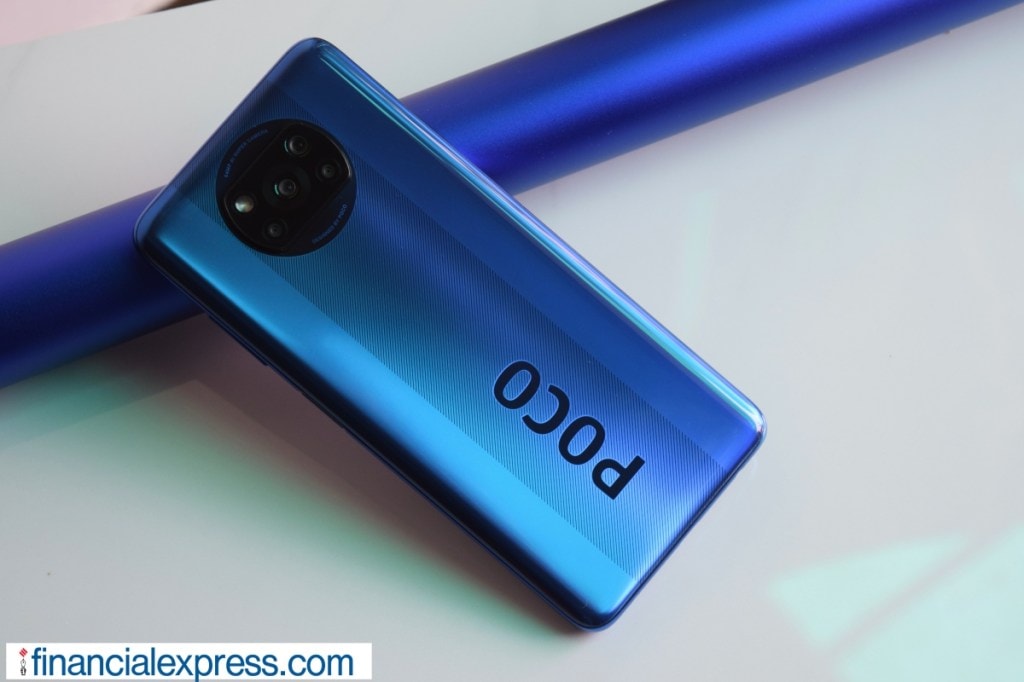 Poco X3 in cobalt blue. (Photo credit: Saurabh Singh/Financial Express)