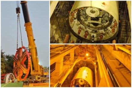 DMRC has started the lowering work of the first-ever Tunnel Boring Machine (TBM) of Phase 4 project work at Vikaspuri.