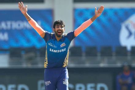 Mumbai Indians (MI) player Jasprit Bumrah appeals for the wicket of Delhi Capitals batsman Rishabh Pant during the Indian Premier League (IPL) T20 cricket match, at Dubai International Cricket Stadium in Dubai. (PTI Photo/Sportzpics for BCCI)