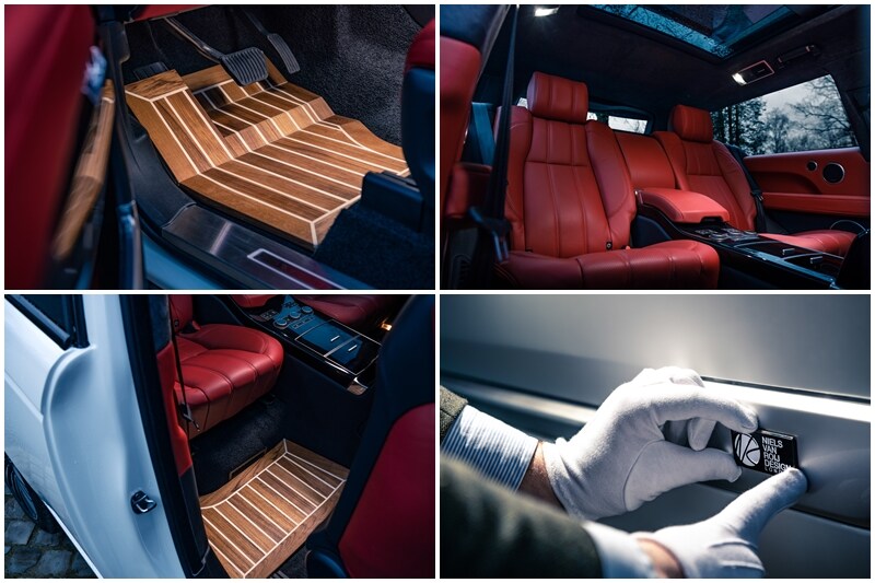 The first example of Adventum Coupe is painted in Artic White and has a red leather interior. The dashboard is finished with black piano lacquer and the two separate, electrically operated captain chairs in the rear, instead of a regular rear seat. The newly designed and hand-constructed door panels feature a combination of black and red nappa leather.