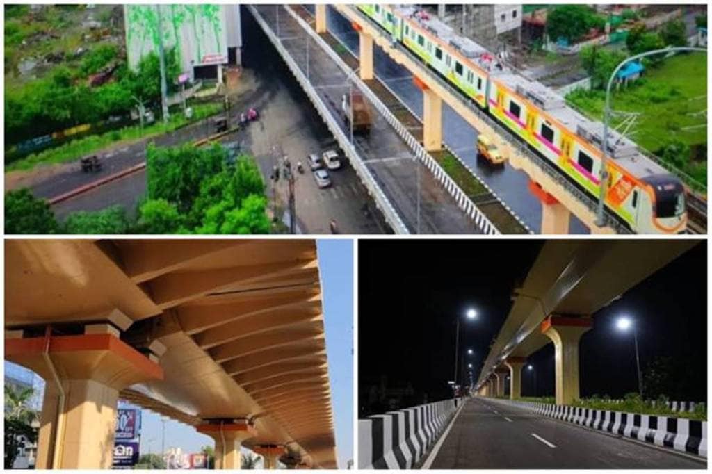 The Wardha Road double-decker bridge starts near Ajni Square and it ends before Pride Hotel. (images: Durga Shanker Mishra Twitter handle) 