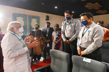 Prime Minister Narendra Modi at the Bharat Biotech facility in Hyderabad (Photo source: Twitter/@narendramodi)