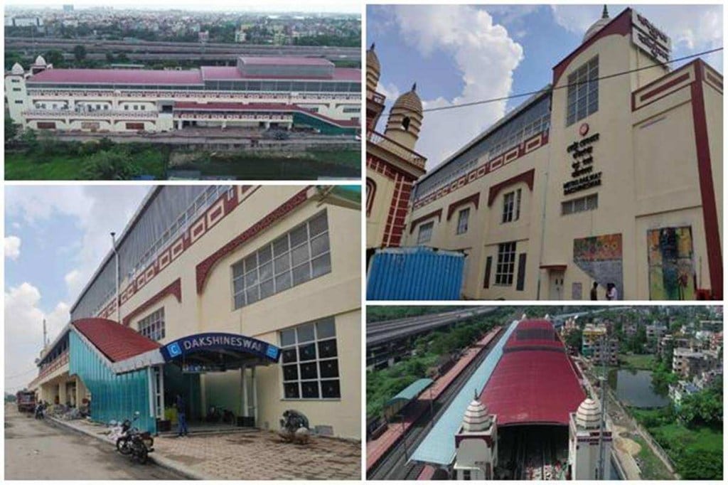 Dakshineswar metro station is inspired by the architecture of the iconic and famous Dakshineswar Kali Temple.