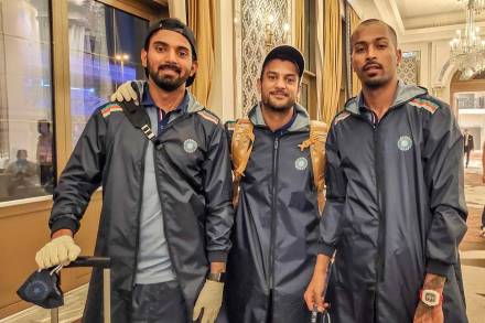 India cricket team players KL Rahul, Mayank Agarwal and Hardik Pandya ahead of ODIs and T20Is matches against Australia. (PTI/FILE Photo) 