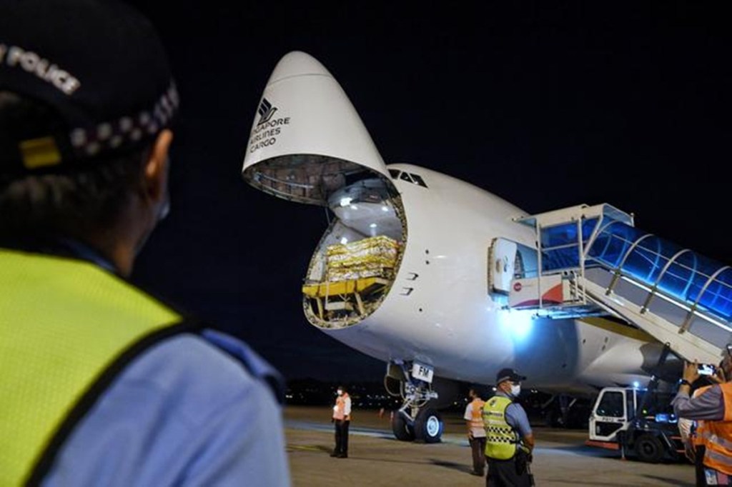 The first batch of the Pfizer-BioNTech COVID-19 vaccine landed in Singapore on Monday. (Photo source: Reuters)