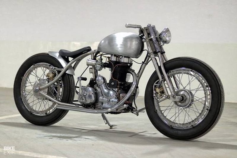 Royal Enfield ‘Handmade’: Jay D Patel of J&D Custom who holds more faith in traditional handcrafting than computer-aided machining, has delivered on this raw and beautiful Electra 350 which J&D have simply called ‘Handmade’. Everything apart from the engine and wheels was built from scratch. Jay wanted to build a springer fork set-up for the Handmade Electra 350 and this would be his first time building one. He got it quite right the very first time and says that it is the most beautiful part of the build.