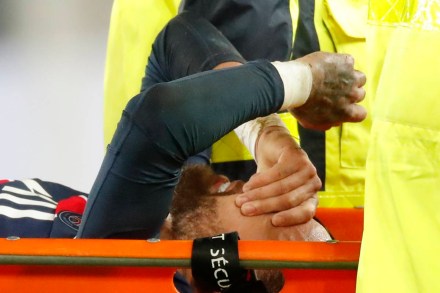 Paris St Germain's Neymar after sustaining an injury in Paris St Germain v Olympique Lyonnais game at Parc des Princes, Paris, France. (Reuters image) Paris St Germain's Neymar after sustaining an injury in Paris St Germain v Olympique Lyonnais game at Parc des Princes, Paris, France. (Reuters image)