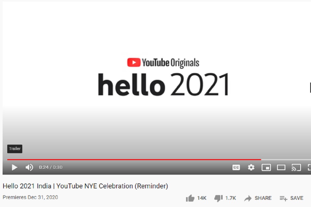 Users can also access the virtual party by directly going to YouTube and searching for 'Hello 2021 India'.