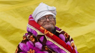 A farmer during the ongoing agitation over the new farm laws, at Singhu border in New Delhi (PTI Image)