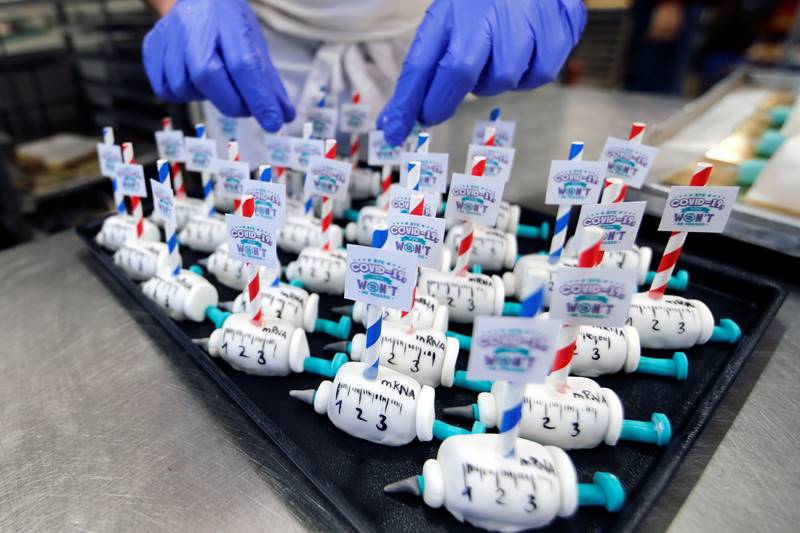 coronavirus vaccine, covid-19 vaccine, coronavirus vaccine update, german bakery, syringe cakes, coronavirus vaccine drive, Covid-19, syringe-shaped cakes