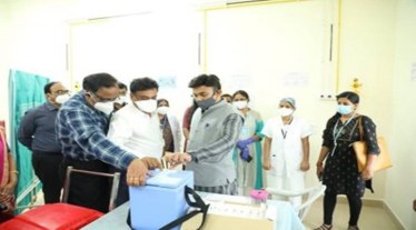 Apart from the changes in the physical structure which have been incorporated to turn it into a vaccination facility, special medical arrangements have also been made at the facility to take care of all exigencies at the centre. (Credit: The Indian Express)
