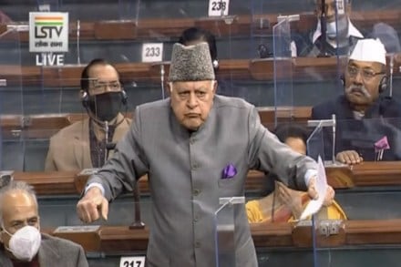 NC chief Farooq Abdullah in Lok Sabha