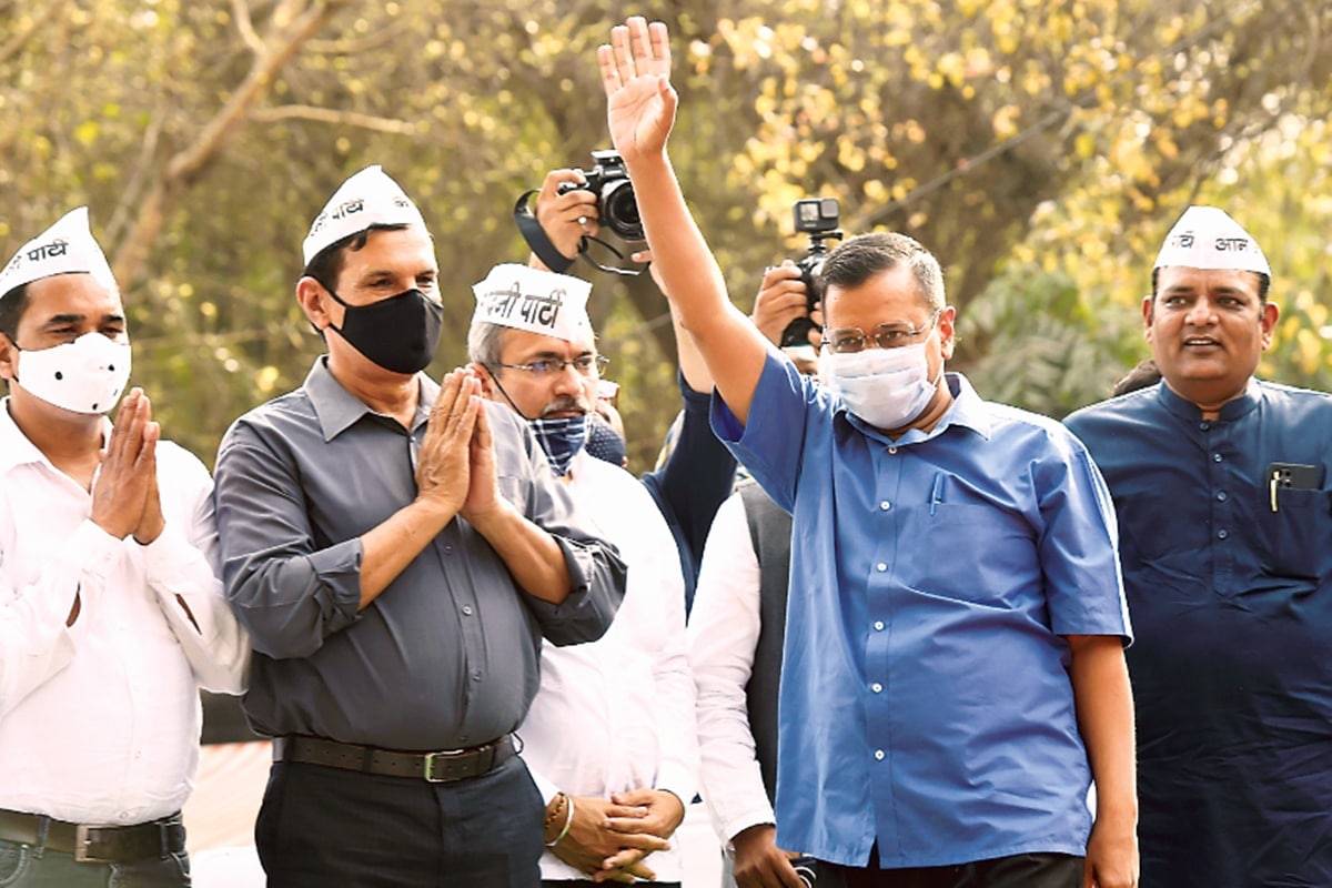 Delhi chief minister Arvind Kejriwal address a protest against the Government of NCT Delhi (Amendment) Bill 2021, at Jantar Mantar in New Delhi (PTI Image)