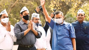 Delhi chief minister Arvind Kejriwal address a protest against the Government of NCT Delhi (Amendment) Bill 2021, at Jantar Mantar in New Delhi (PTI Image)