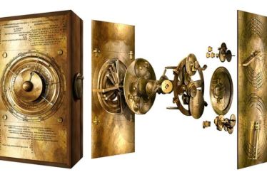 Exploded model of the Cosmos gearing of the Antikythera Mechanism. (Image: Tony Freeth)