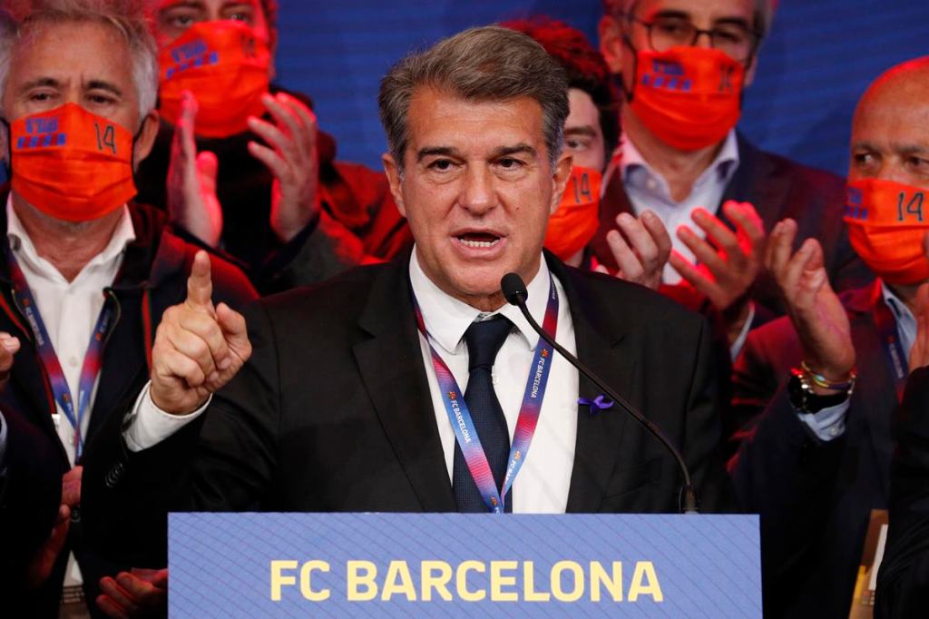 Laporta back as president at embattled Barcelona