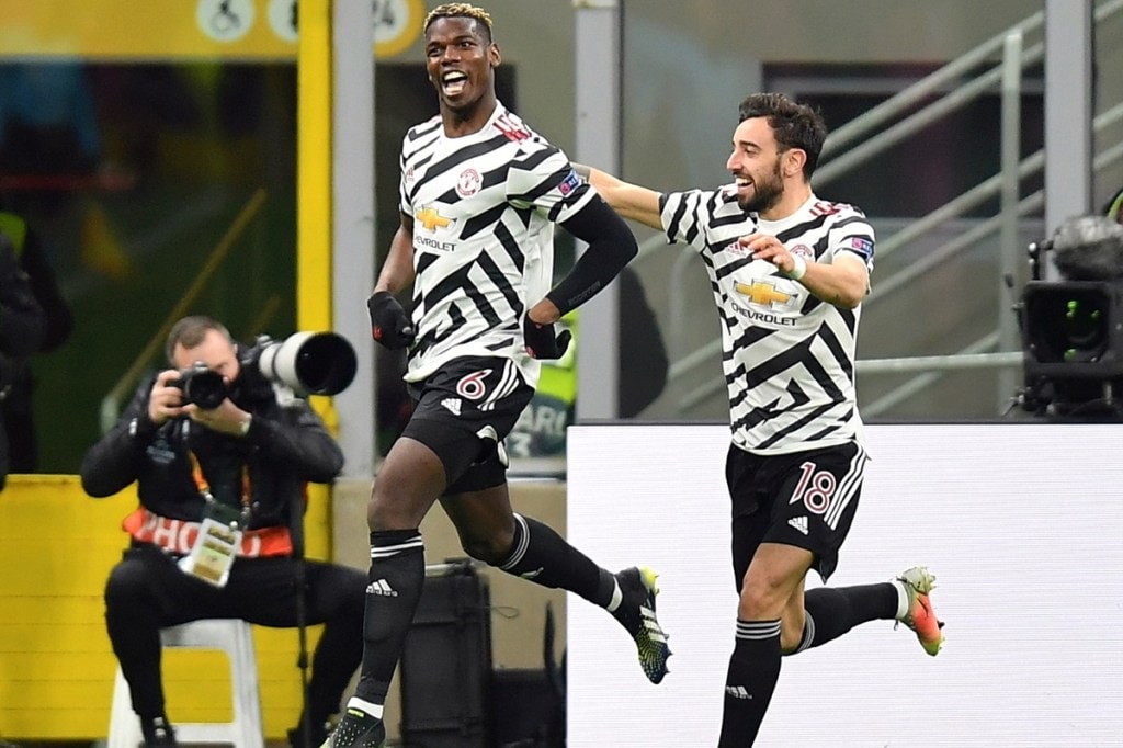 Paul Pogba Bruno Fernandes Manchester United vs AC Milan Europa League