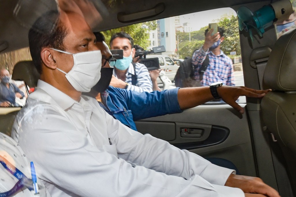 Mumbai Cop Sachin Vaze after being produced by National Investigation Agency (NIA) in a court following his arrest, in connection with a probe into the recovery of explosives from a car parked near industrialist Mukesh Ambani's house, in Mumbai. (PTI Photo)