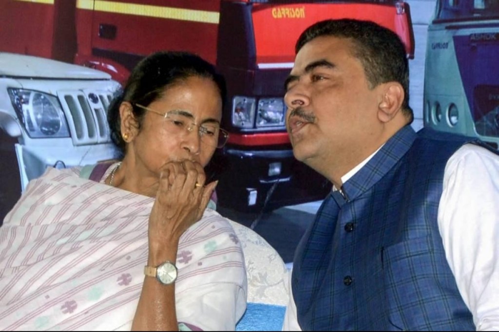 Suvendu Adhikari vs Mamata Banerjee in Nandigram. Suvendu Adhikari vs Mamata Banerjee in Nandigram.