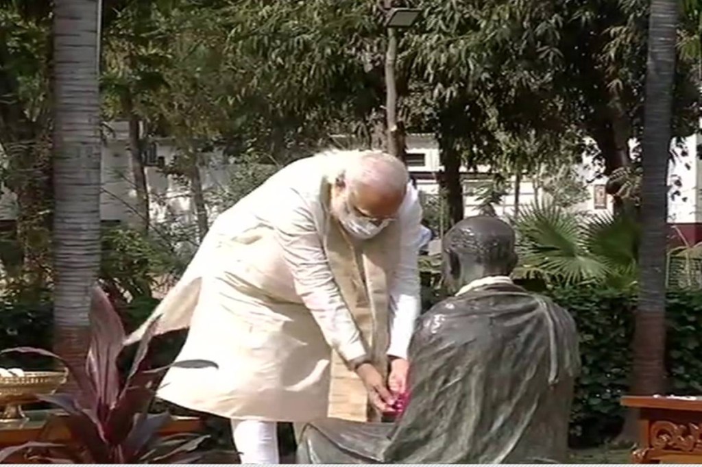 Alongside the Dandi march, celebratory events will also be convened at six important locations associated with Gandhiji in the state namely Porbandar(birth place of Gandhiji), Rajkot, Vadodara, Bardoli(Bardoli Satyagraha) (Surat), Mandvi (Kutch) and Dandi (Navsari).(Credit:ANI)