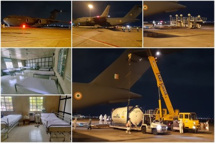 In addition IAF C130 airlifted Navy medical team personnel from Mumbai to Ahmedabad today and have been deployed for airlifting of 75 oxygen cylinders from Baroda to Hindan. (Photos Credits : IAF & Indian Navy) In addition IAF C130 airlifted Navy medical team personnel from Mumbai to Ahmedabad today and have been deployed for airlifting of 75 oxygen cylinders from Baroda to Hindan. (Photos Credits : IAF & Indian Navy)