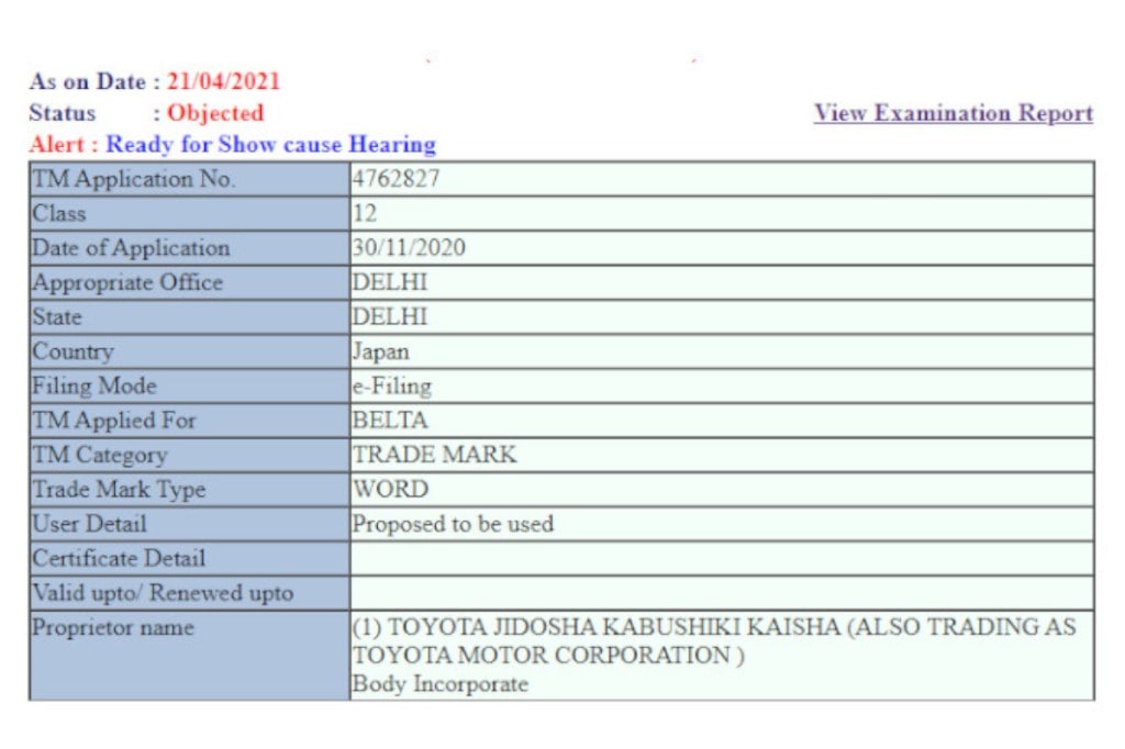 Toyota Belta trademark rejected for upcoming Maruti Suzuki Ciaz rebadge