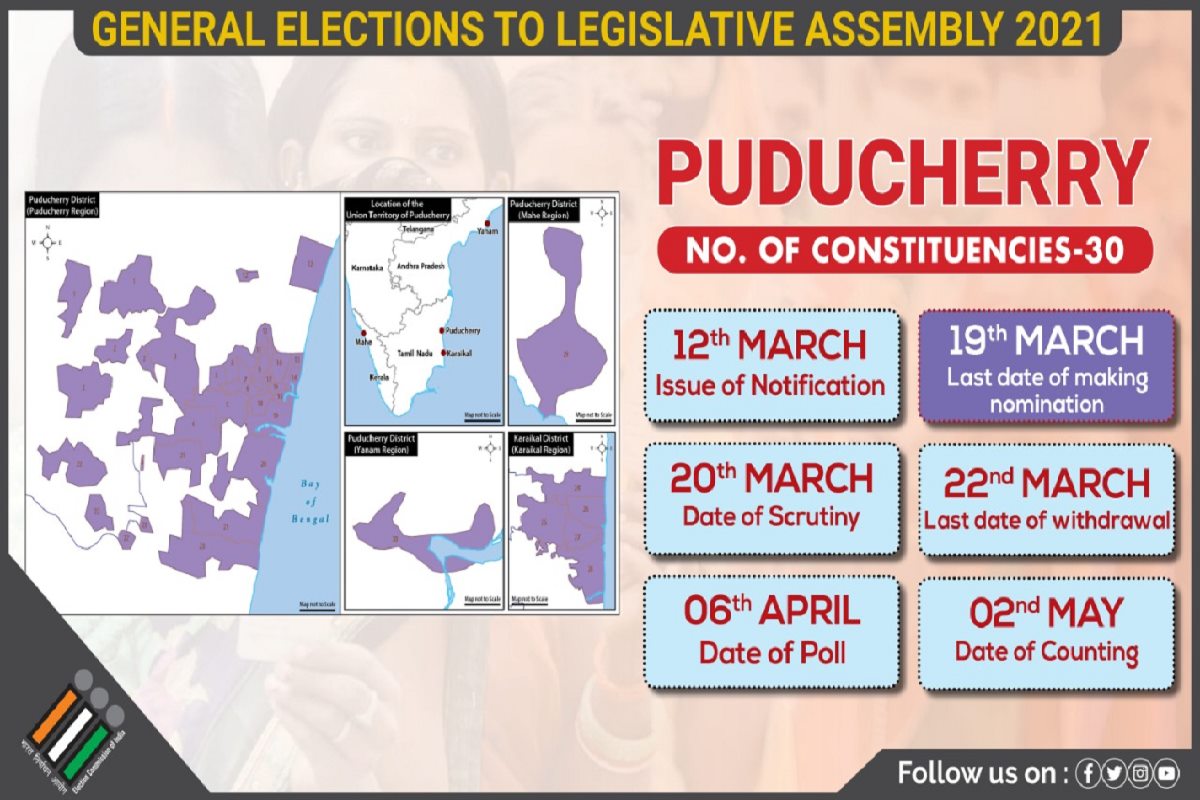 Puducherry Election 2021 Full Schedule, Puducherry Election 2021 Voting Date and Time