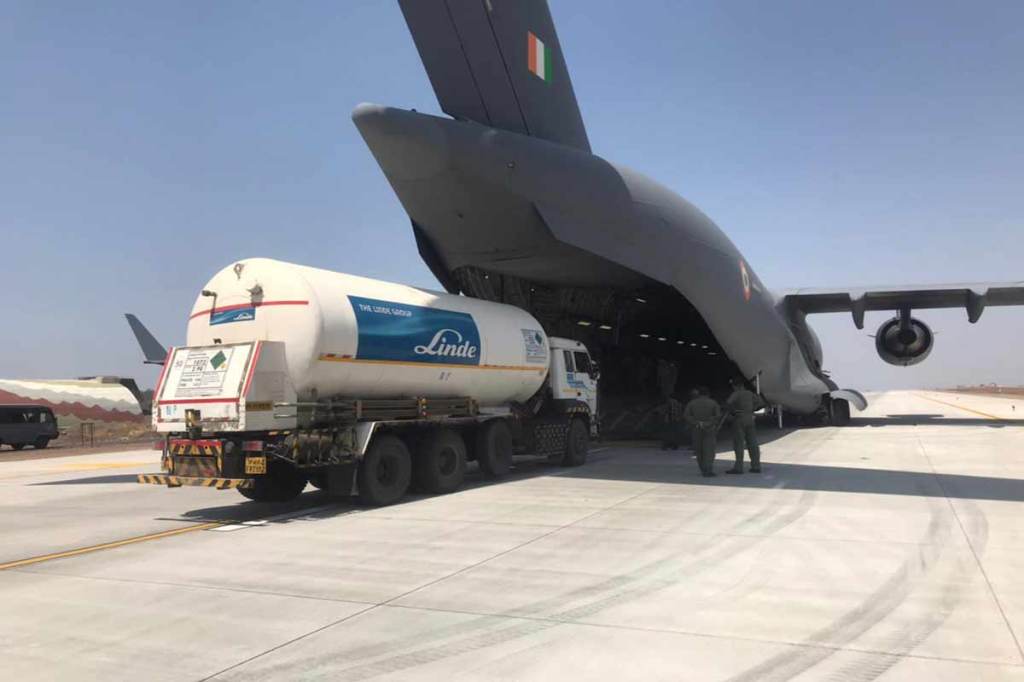 consignment of medical oxygen, oxygen tankers, tankers airlifted from bankok, iandian air force, covid treatment, surge in covid cases