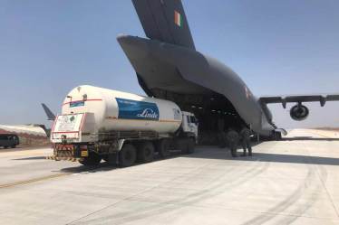 consignment of medical oxygen, oxygen tankers, tankers airlifted from bankok, iandian air force, covid treatment, surge in covid cases