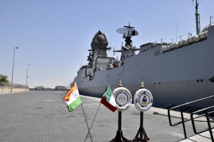 INS KOLKATA ARRIVES PORT SHUWAIKH, KUWAIT: As part of operation *'Samudra Setu II’*, INS Kolkata arrived Port Shuwaikh, Kuwait on 04 May 2021 and will embark Liquid Medical Oxygen and medical stores from Kuwait. Earlier the ship had embarked 200 bottles of oxygen and 43 oxygen concentrators from Doha, Qatar. (Images: Indian Navy)