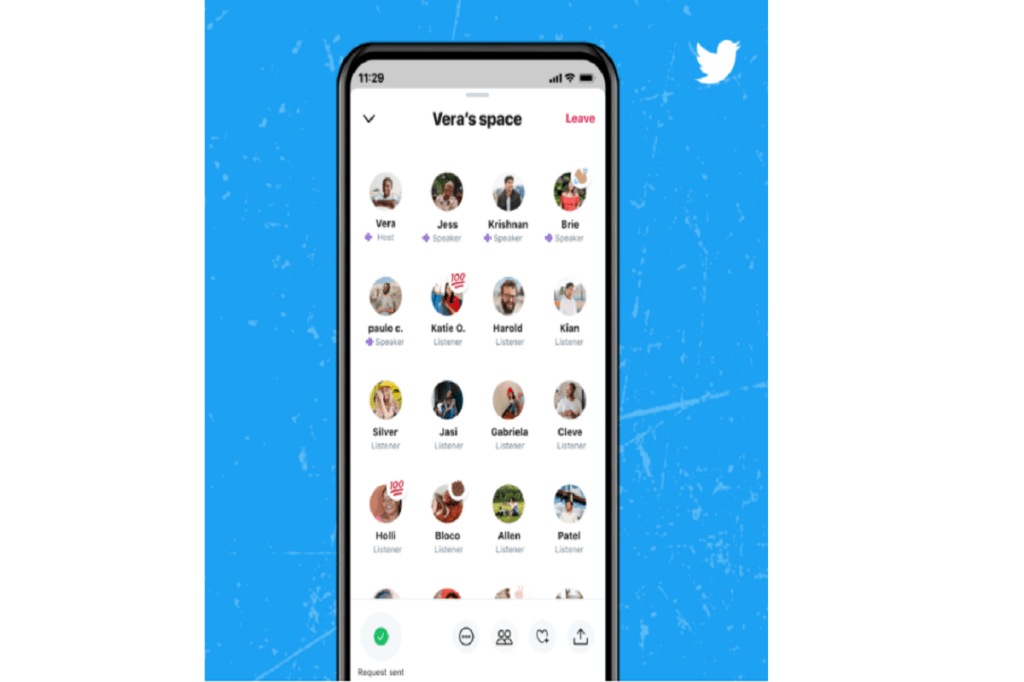 Spaces can be found for iOS and Android users in the updated version of the app. Image: Twitter