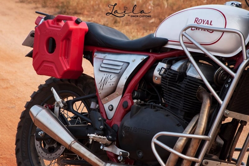 The motorcycle has been given several aftermarket and custom-built upgrades that inlcude a 2 to 1 exhaust system that will have reduced overall weight. Other weight saving parts include a fibre glass skid plate and body panels fashioned from aluminium.
