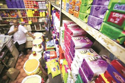 Bars of Hindustan Unilever Ltd. Lux soap are displayed for sale on a shelf at a store in Mumbai, India, on Saturday, April 27, 2013. Consumer goods maker Hiindustan Unilever is scheduled to report earnings today. Photographer: Kuni Takahashi/Bloomberg