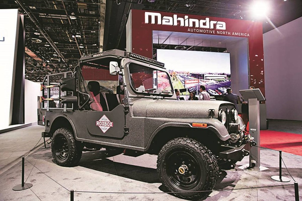 A Mahindra & Mahindra Ltd. Roxor off-road vehicle sits on display during the 2019 North American International Auto Show (NAIAS) in Detroit, Michigan, U.S., on Tuesday, Jan. 15, 2019. With the largest concentration of top automotive and technology executives, designers, engineers and thought leaders, the NAIAS serves as the global stage for companies to debut brand-defining vehicles and industry-shaping announcements. Photographer: Daniel Acker/Bloomberg A Mahindra & Mahindra Ltd. Roxor off-road vehicle sits on display during the 2019 North American International Auto Show (NAIAS) in Detroit, Michigan, U.S., on Tuesday, Jan. 15, 2019. With the largest concentration of top automotive and technology executives, designers, engineers and thought leaders, the NAIAS serves as the global stage for companies to debut brand-defining vehicles and industry-shaping announcements. Photographer: Daniel Acker/Bloomberg