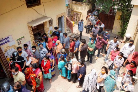 Kanpur: People queue up for Covid-19 vaccine at a vaccination centre, in Kanpur, Saturday, May 1, 2021. (PTI Photo)
