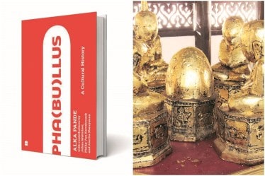 A phallus surrounded by four Buddhist monks at the Wat of Wae Hon Son (Photo: Pha(bu)llus: A Cultural History)